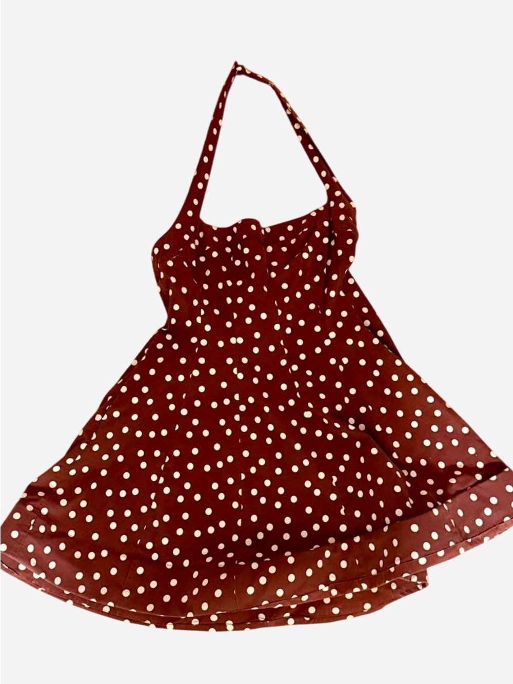 Maeve Burgundy Red Polka Dot Backless Halter Dress